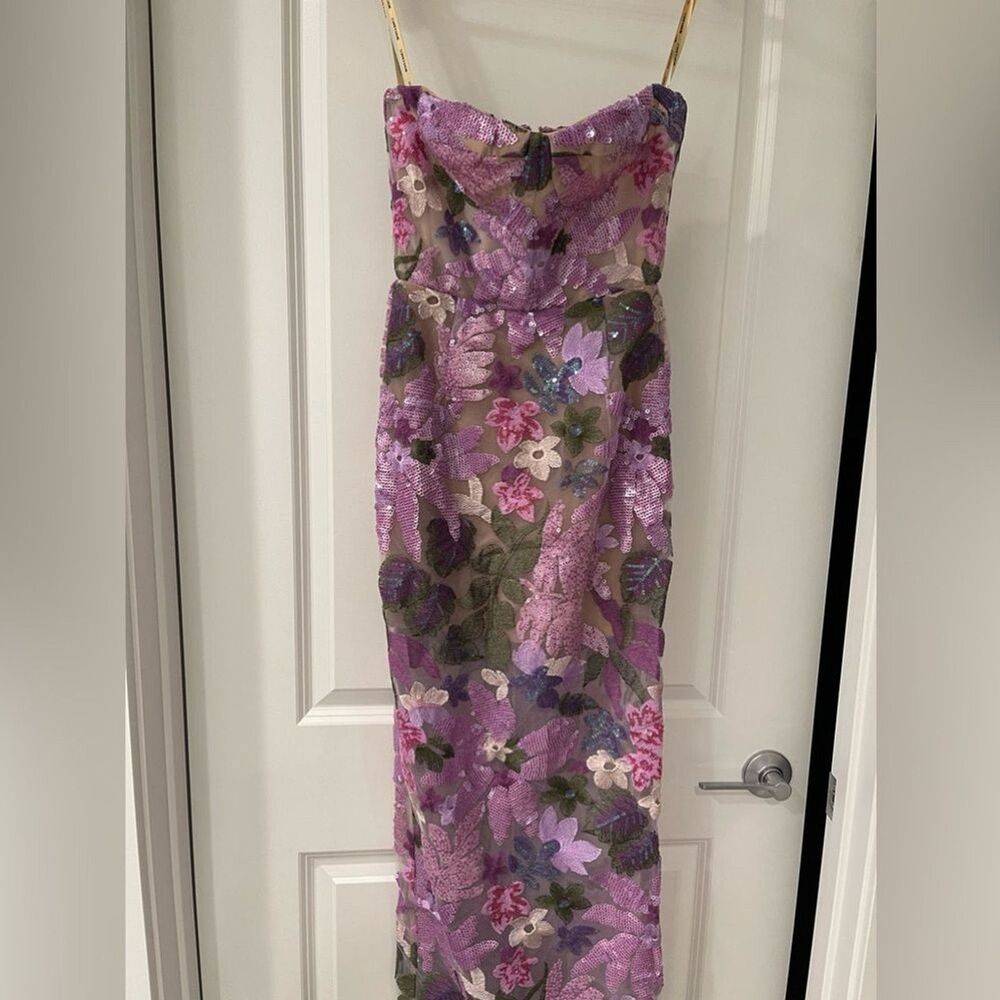 NWOT BRONX AND BANCO Dahlia Strapless Floral-Embroidered Sequin Wedding Gown - Picture 12 of 16
